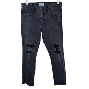 Citizens Of Humanity Emerson Distressed Skinny Jeans Women 26 Black Cotton